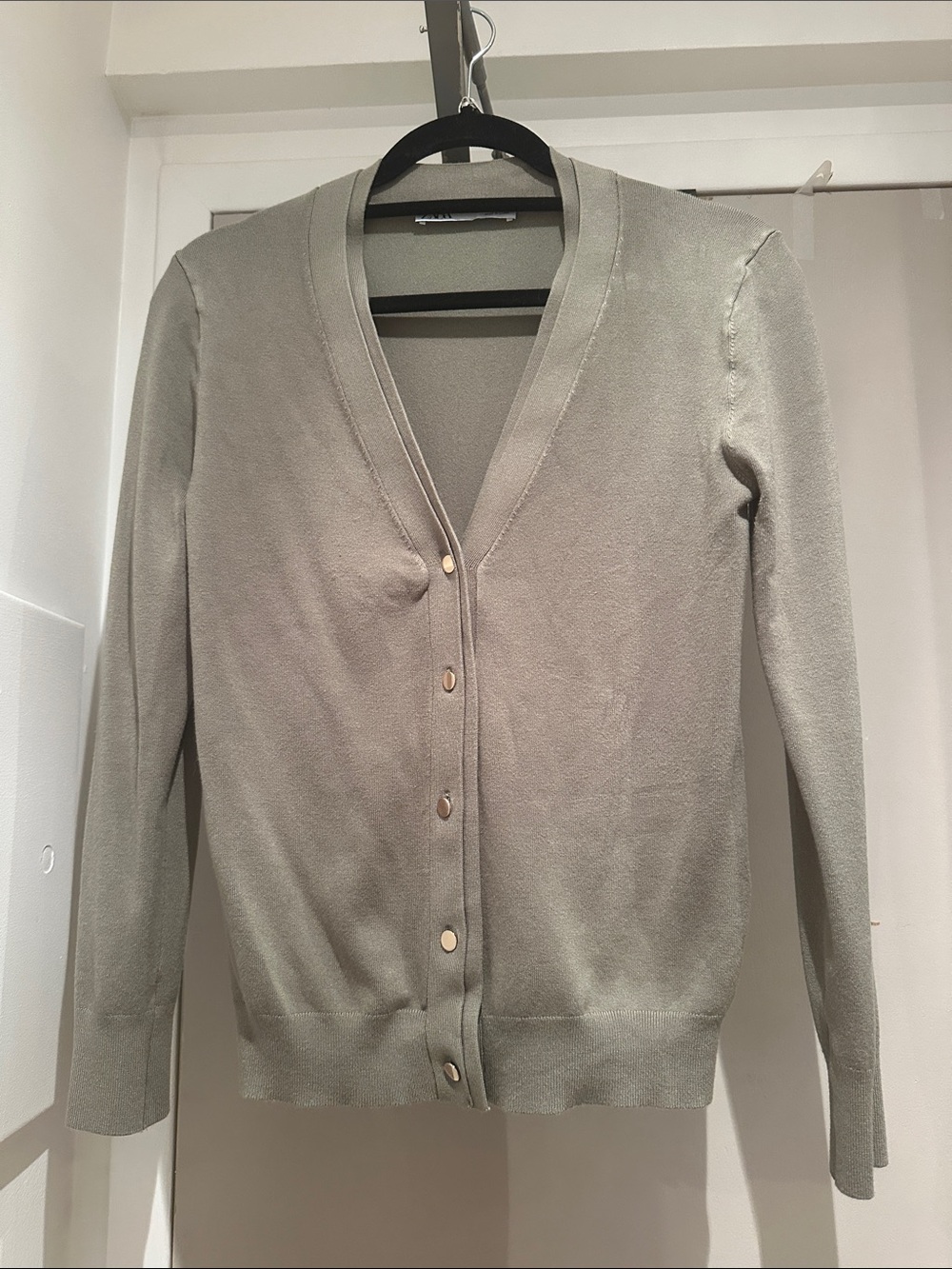 Zara Light Sage Green V-Neck Button Cardigan